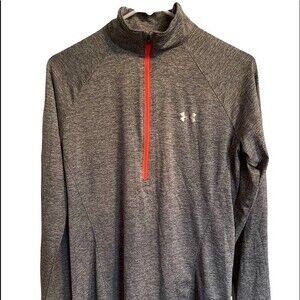 Under Armour Women’s Long Sleeve Quarter Zipper. Heathered Grey Orange Zipper